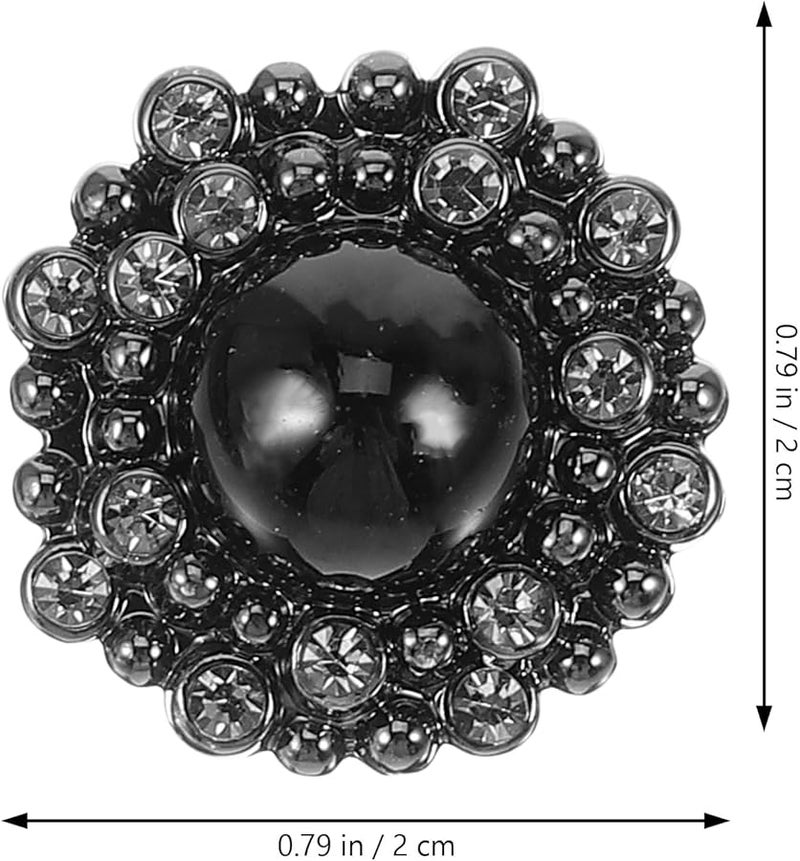 Cabilock 10pcs Black Alloy Decorative Buttons 20mm Round Beads for Sewing DIY Crafts - Image 2